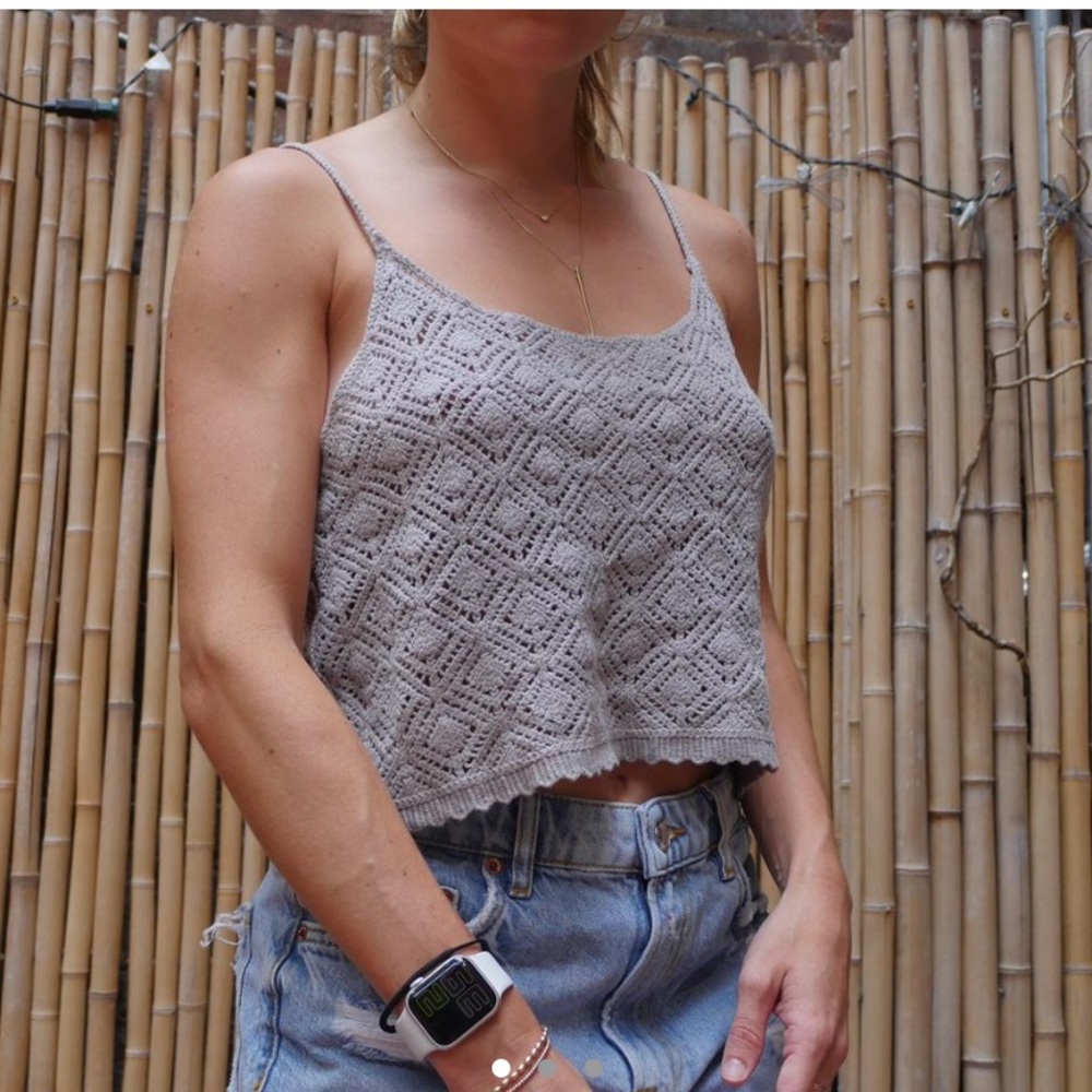 Boutique lace eyelet tank top hand crochet